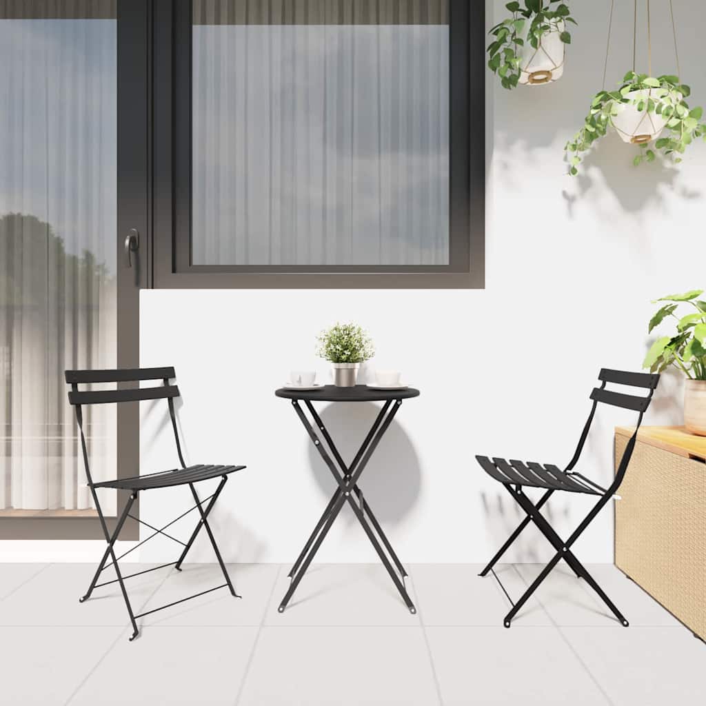 Ensemble bistro pliant 3 pcs Anthracite Acier - XIOS
