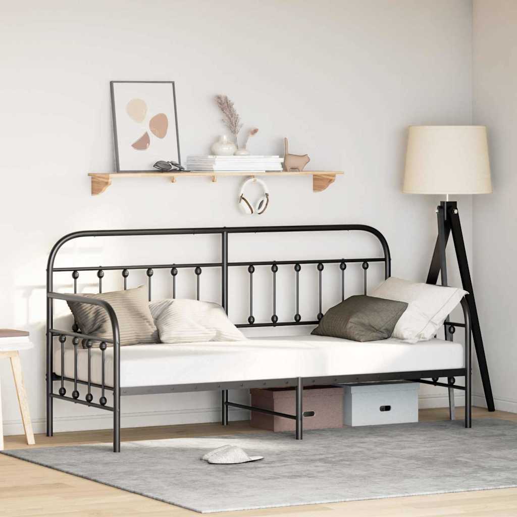 Cadre de lit de jour Noir 75 x 190 cm Acier enduit de poudre - XIOS