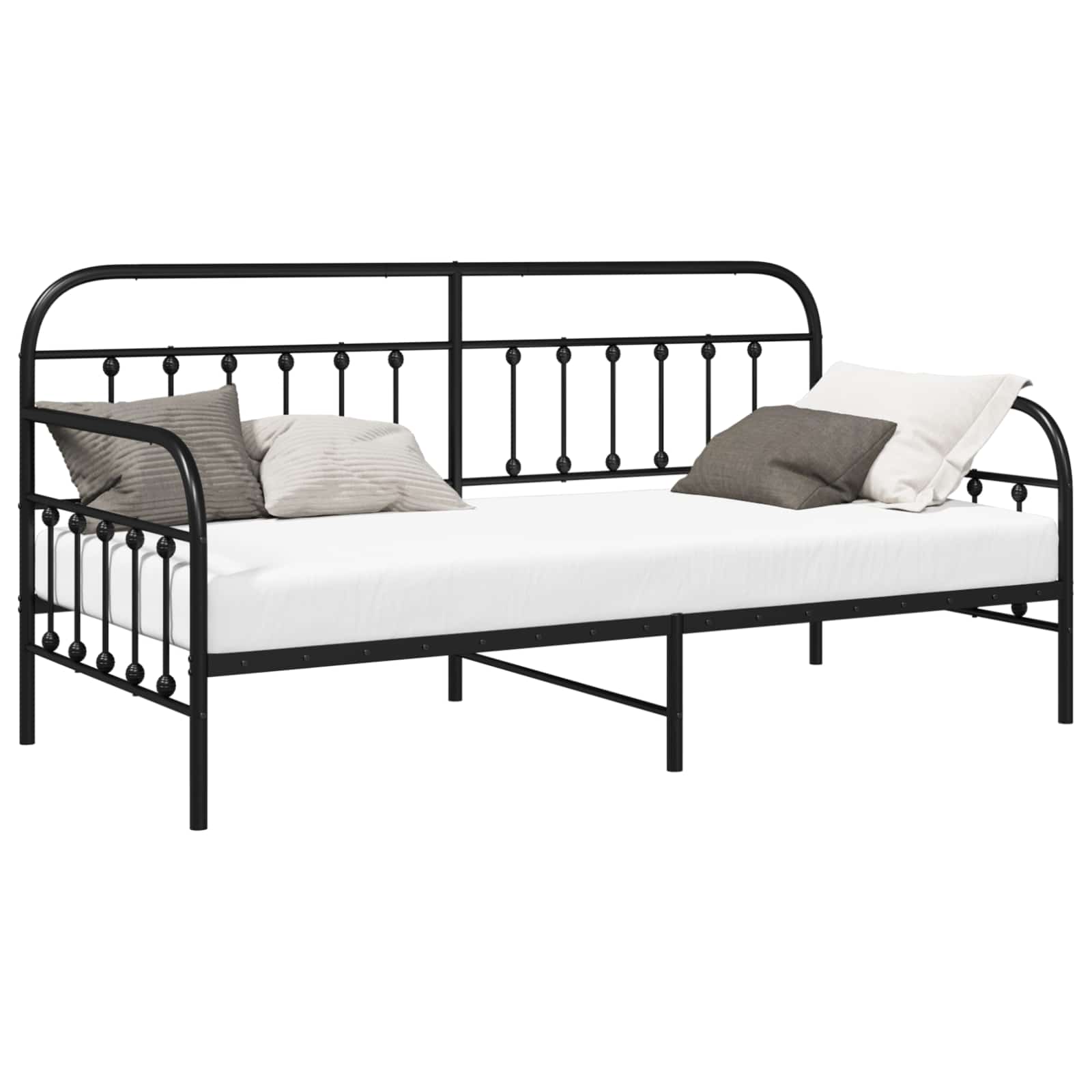 Cadre de lit de jour Noir 90 x 200 cm Acier enduit de poudre