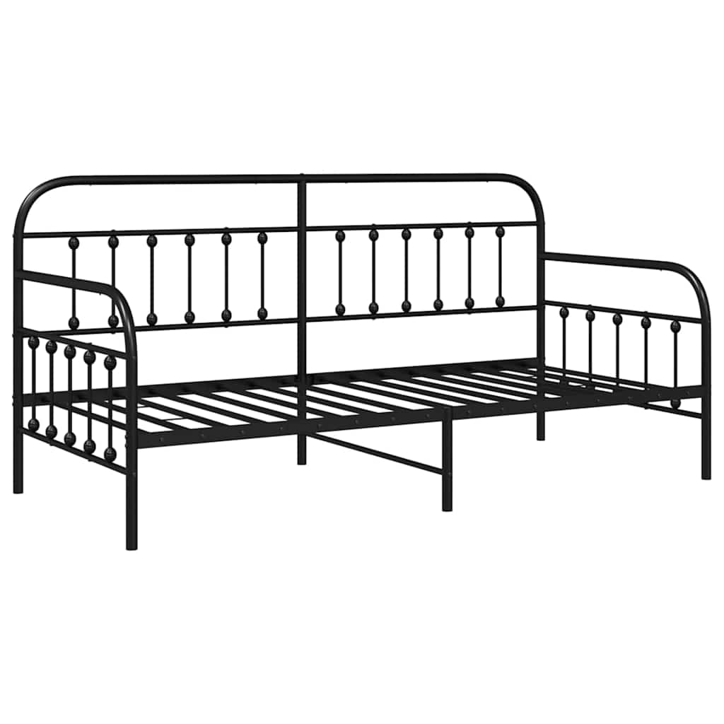 Cadre de lit de jour Noir 90 x 200 cm Acier enduit de poudre