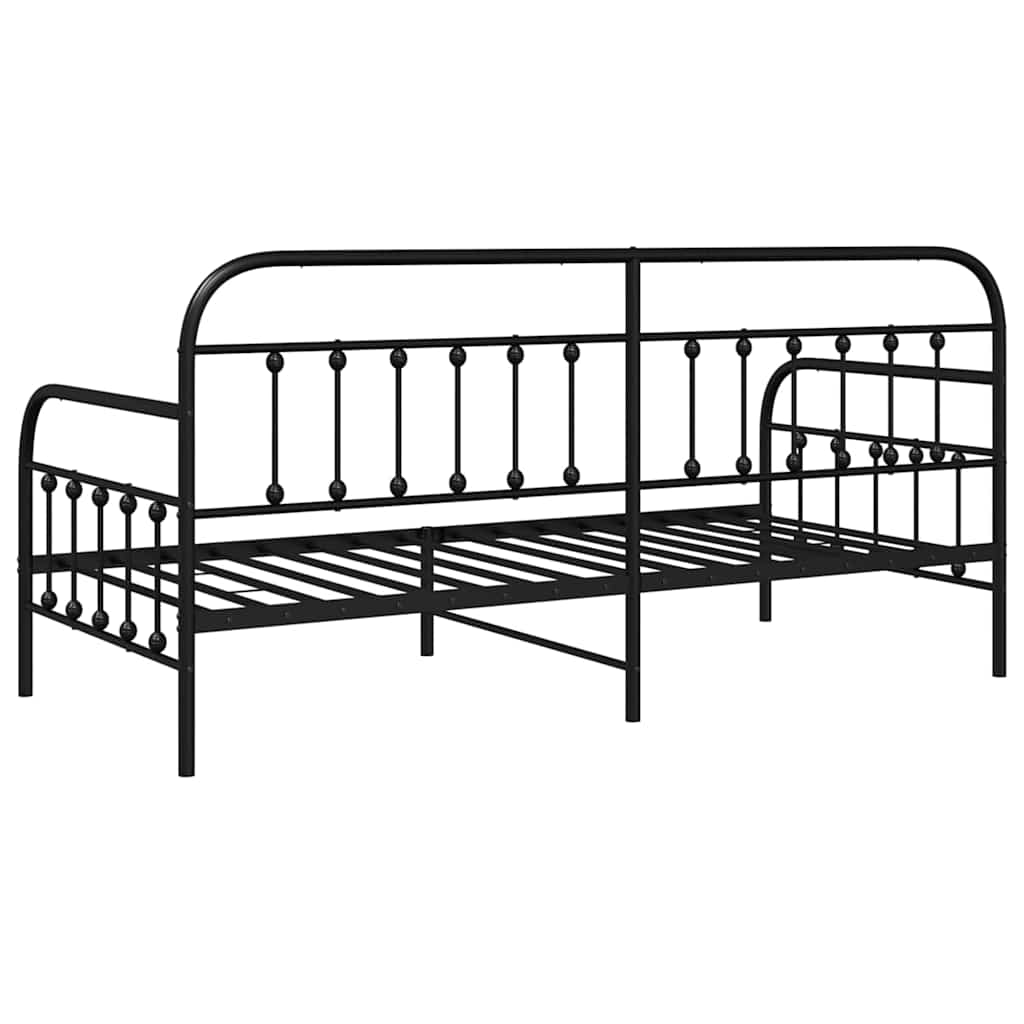 Cadre de lit de jour Noir 90 x 200 cm Acier enduit de poudre