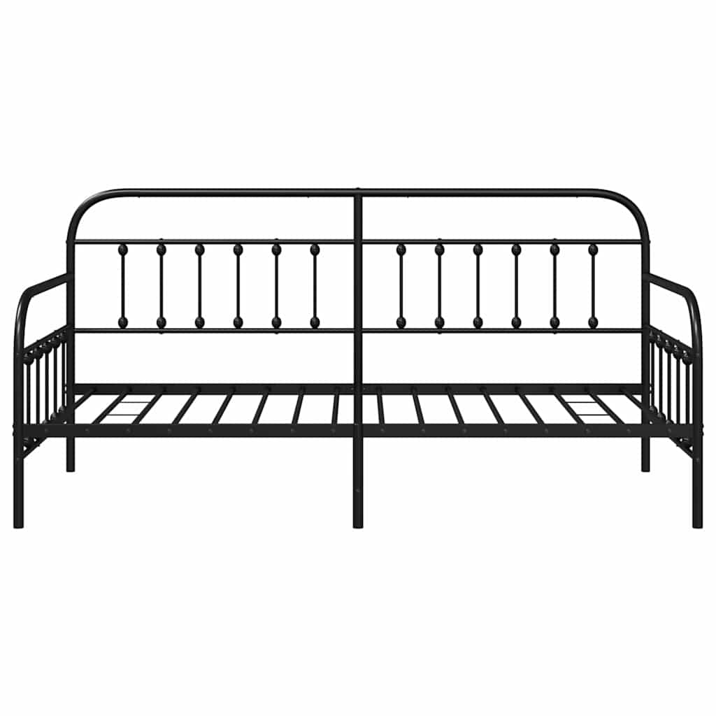 Cadre de lit de jour Noir 90 x 200 cm Acier enduit de poudre