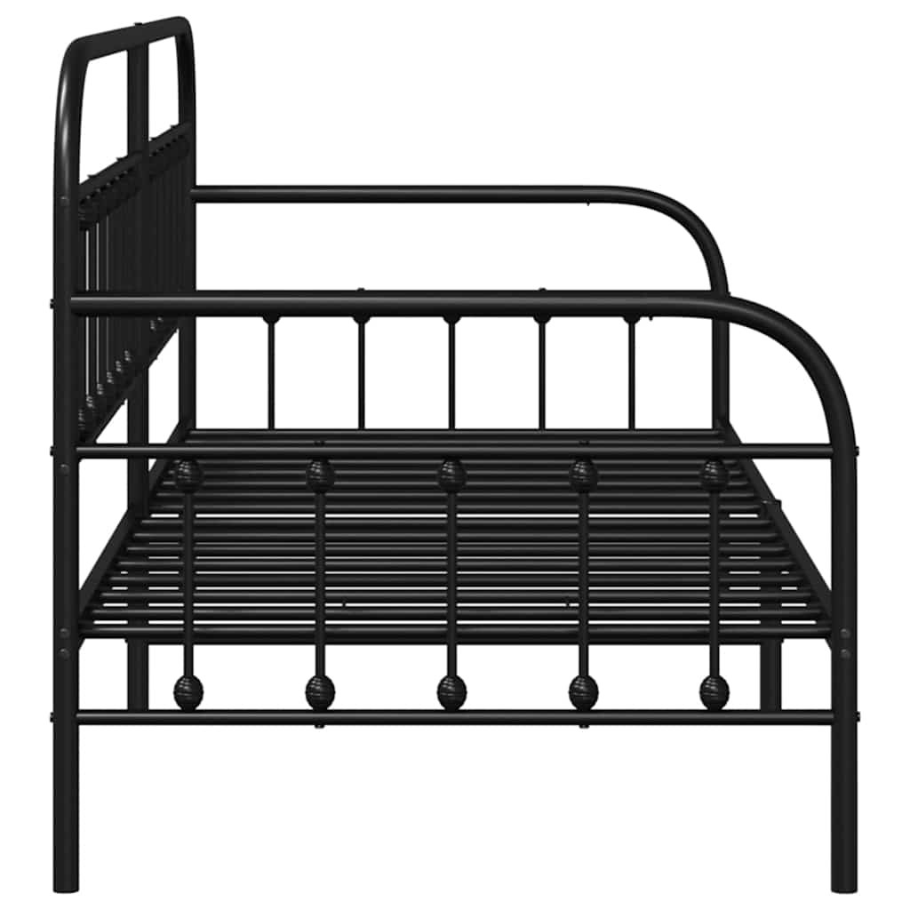 Cadre de lit de jour Noir 90 x 200 cm Acier enduit de poudre