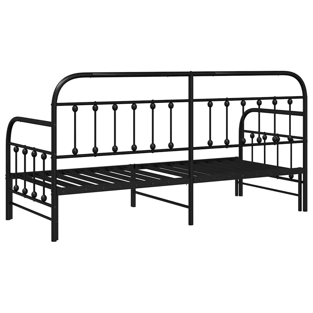 Cadre de lit de jour avec tête de lit Noir 80 x 200 cm Acier - XIOS