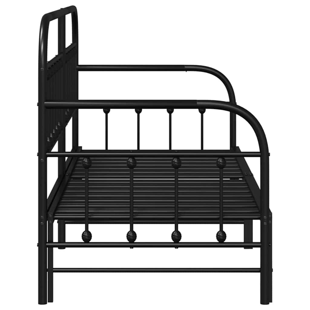 Cadre de lit de jour avec tête de lit Noir 80 x 200 cm Acier - XIOS