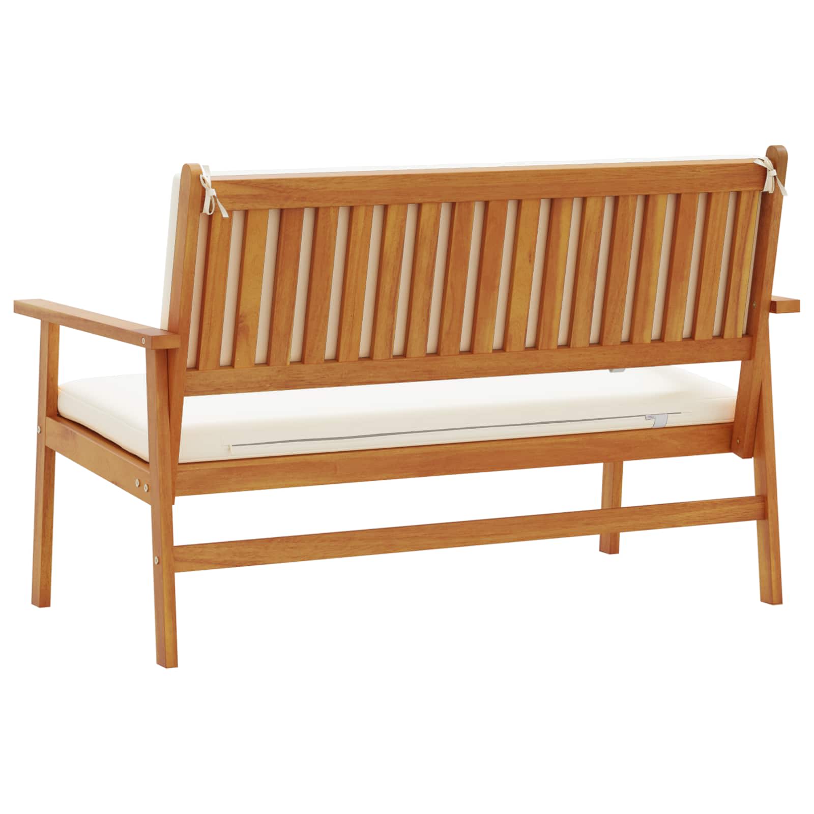 Banc de jardin avec coussin Blanc crème Bois d'Acacia Massif - XIOS