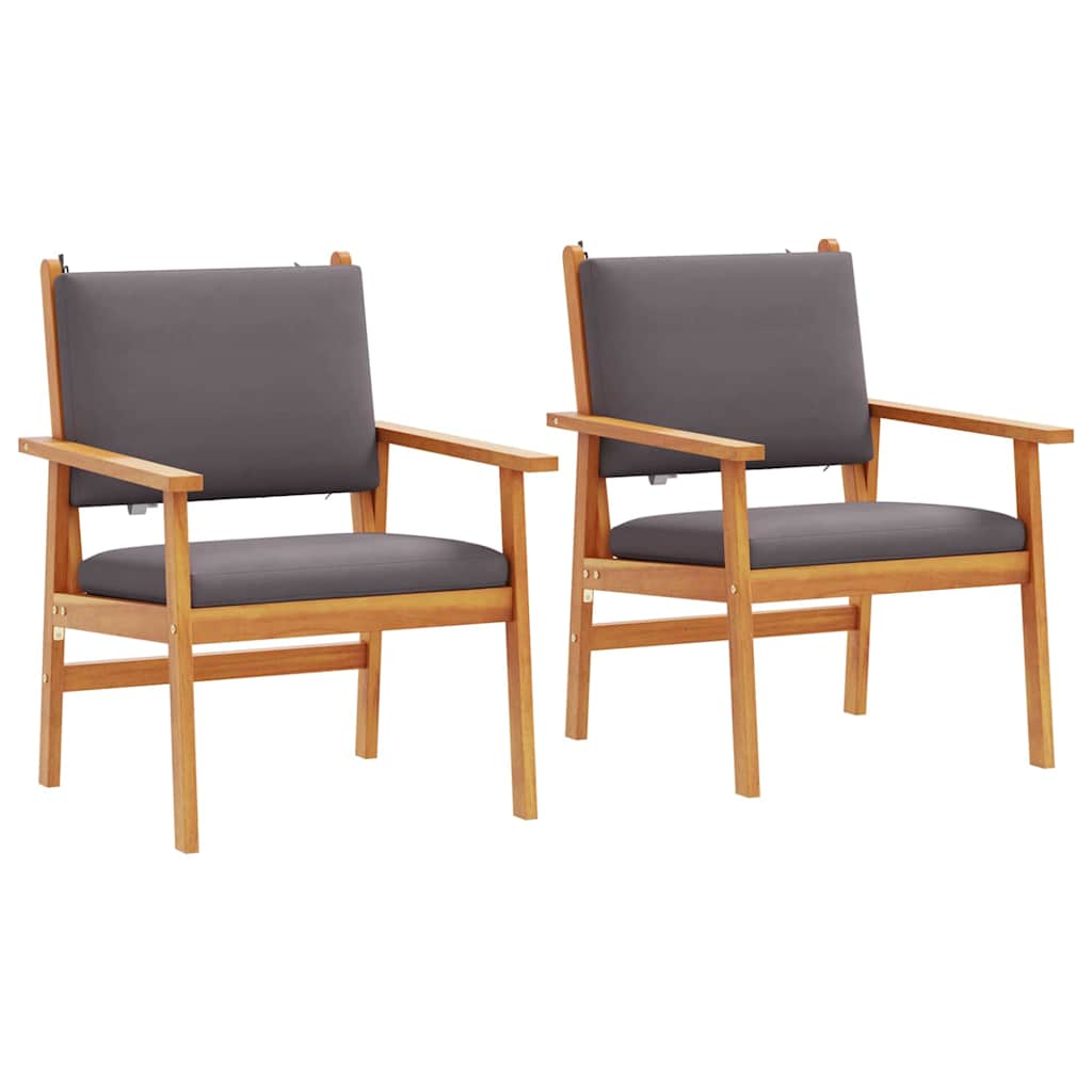 Chaise de jardin 2 pcs Anthracite Bois d'Acacia Massif - XIOS