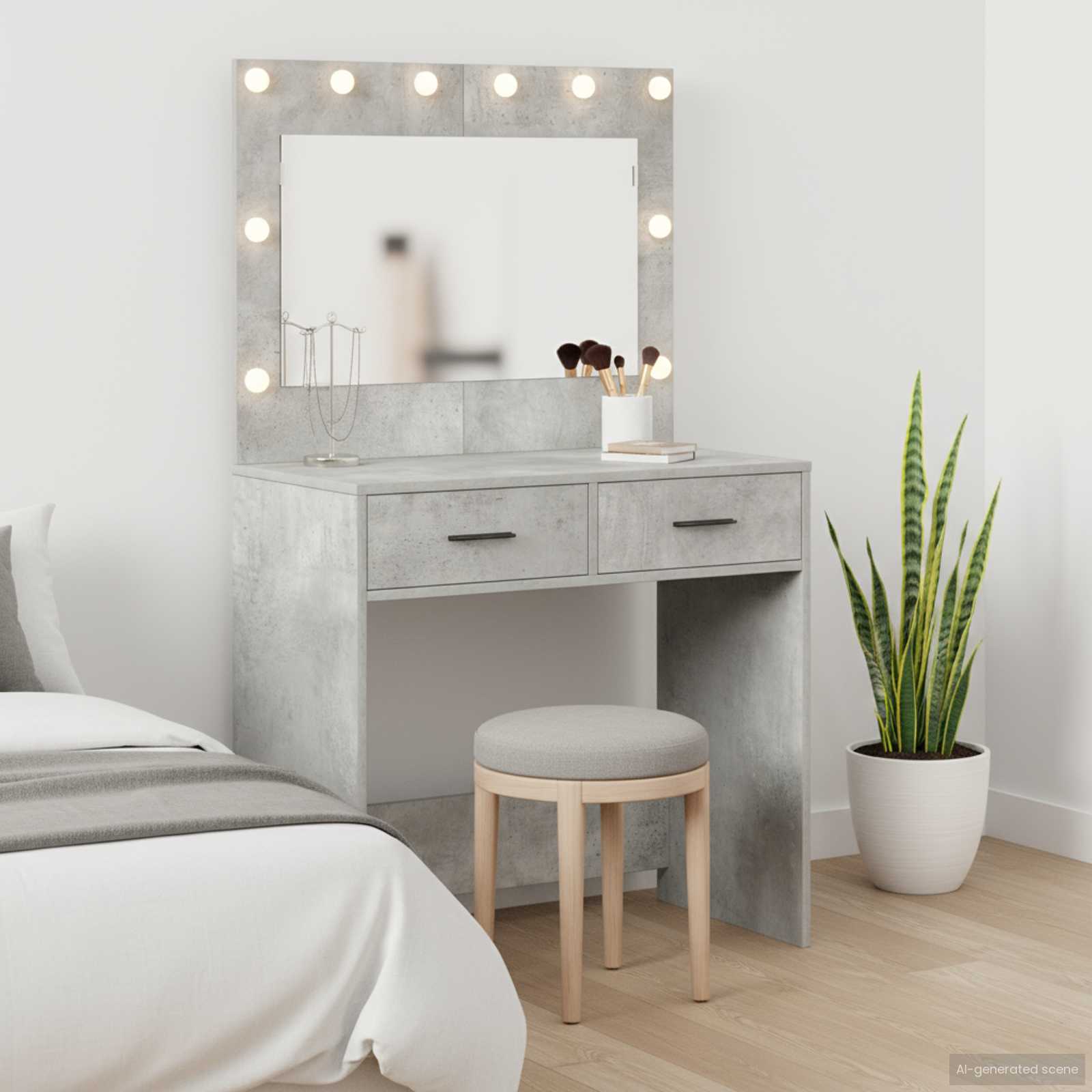 Table de Toilette avec tiroir Gris béton 78,5 x 41 x 135 cm - XIOS