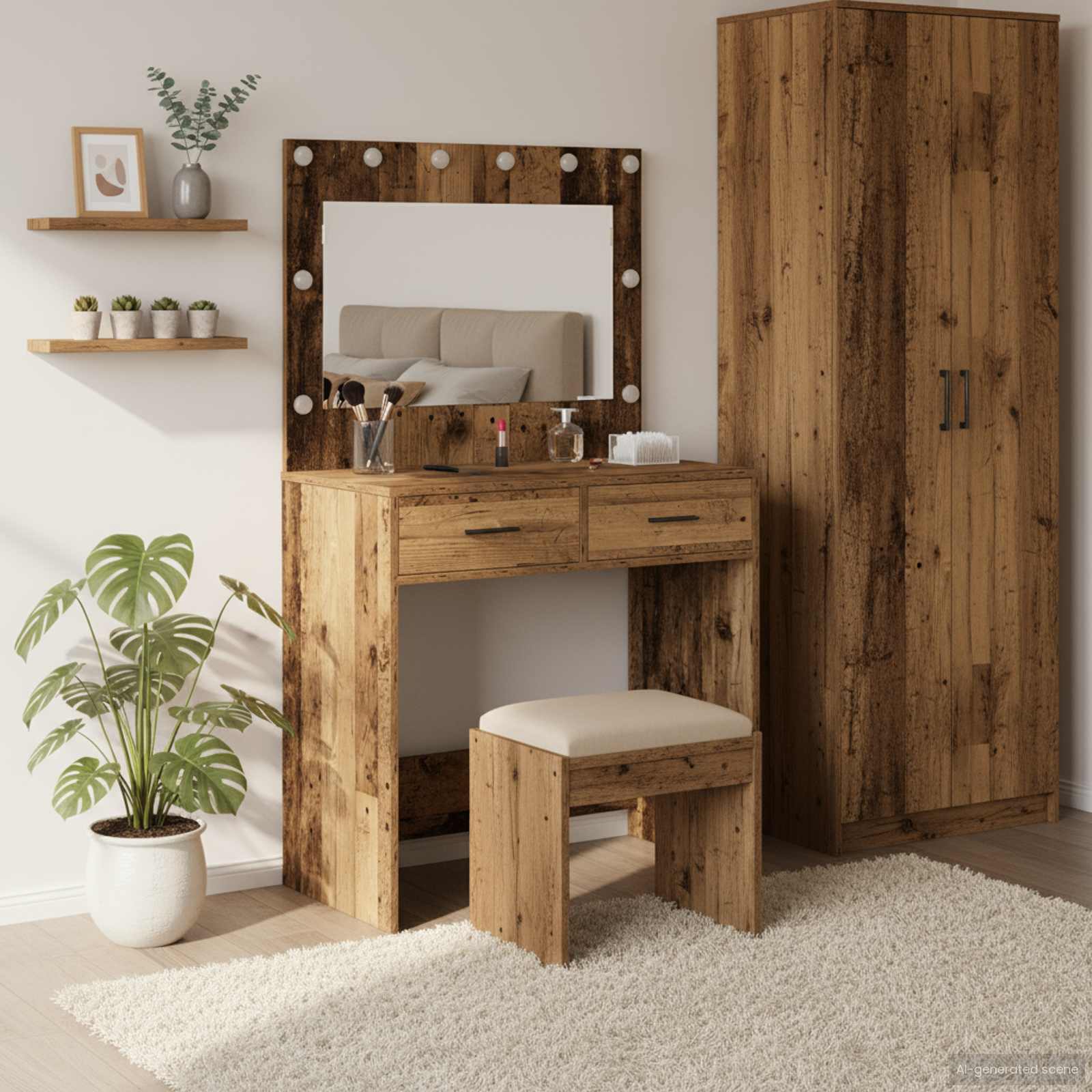 Table de Toilette avec tiroir Bois ancien 78,5 x 41 x 135 cm - XIOS