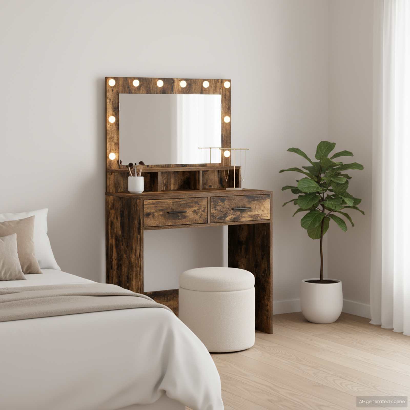 Table de Toilette Chêne fumé 79 x 41 x 135 cm Bois d'ingénierie - XIOS