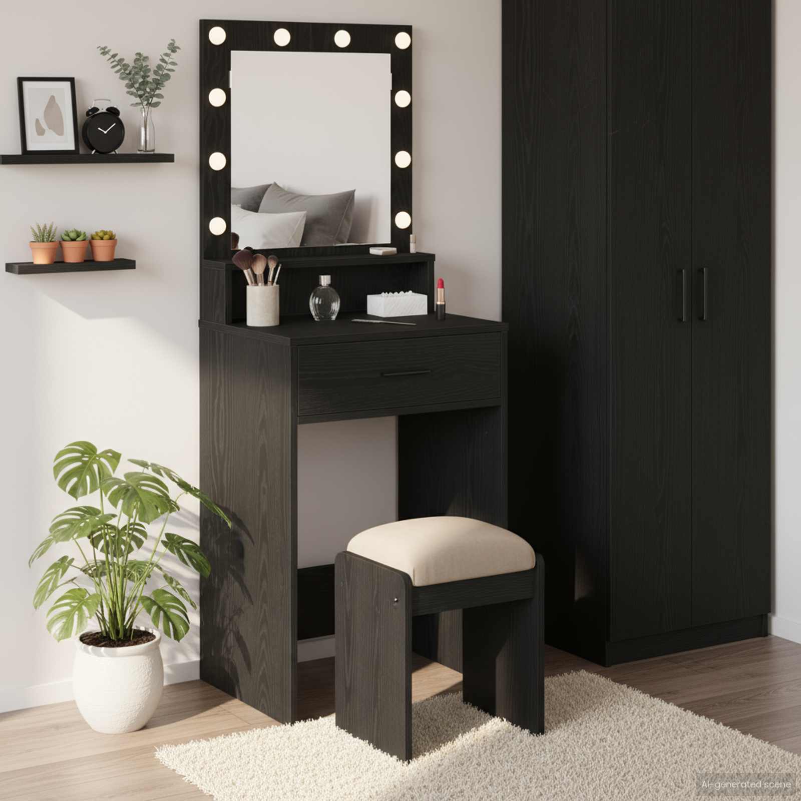 Table de Toilette Chêne noir 50 x 41 x 135 cm Bois d'ingénierie - XIOS