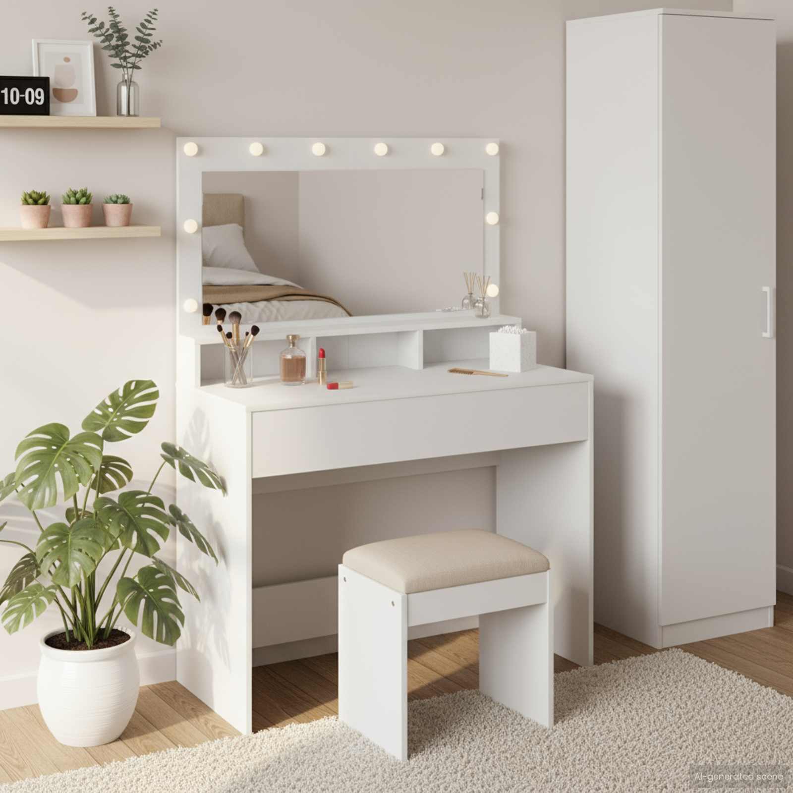 Table de Toilette Blanc 100 x 41 x 135 cm Bois d'ingénierie - XIOS