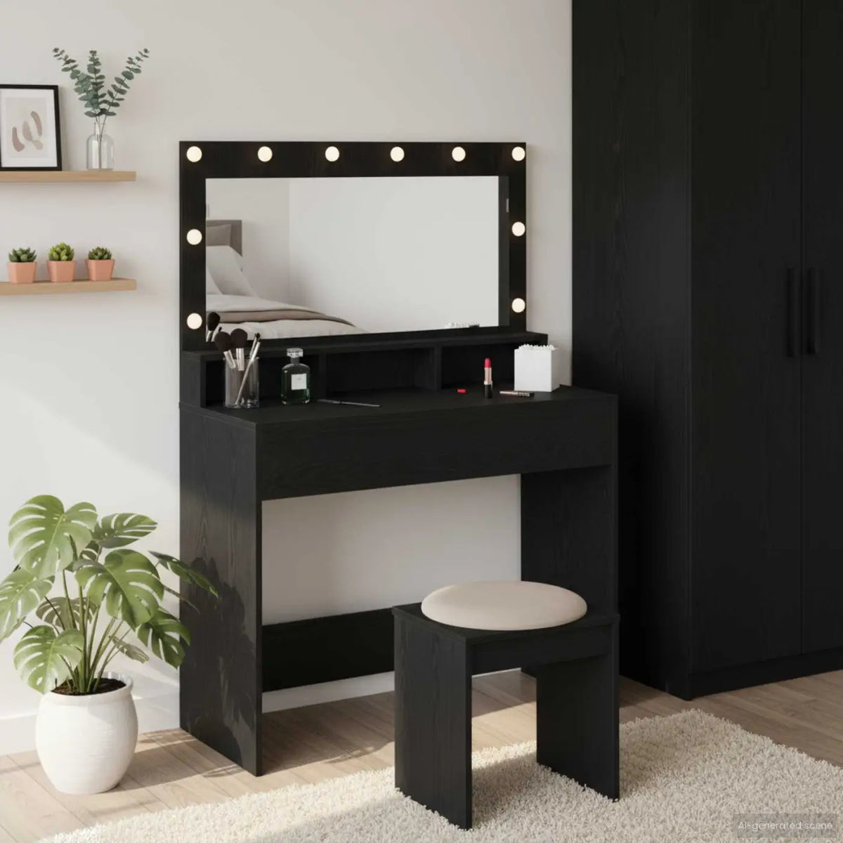 Table de Toilette Chêne noir 100 x 41 x 135 cm - XIOS