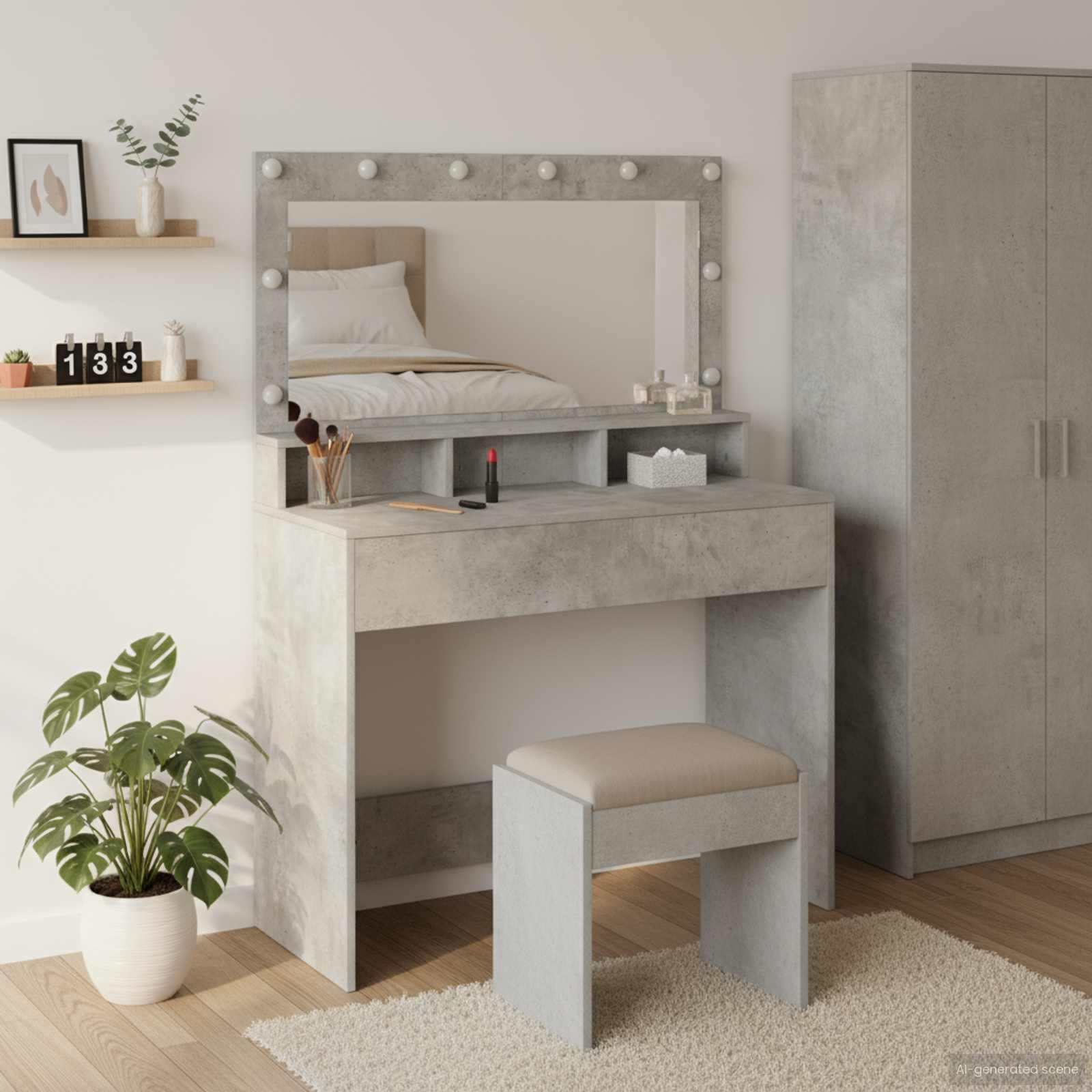 Table de Toilette Gris béton 100 x 41 x 135 cm