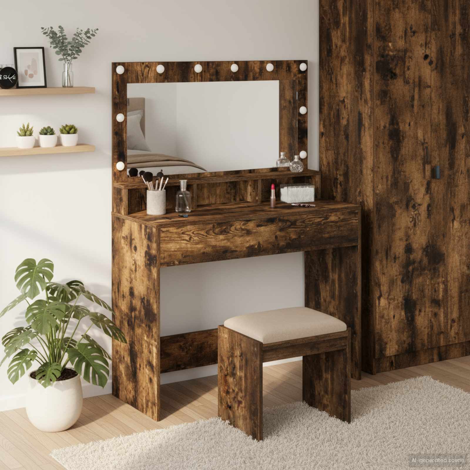 Table de Toilette Chêne fumé 100 x 41 x 135 cm