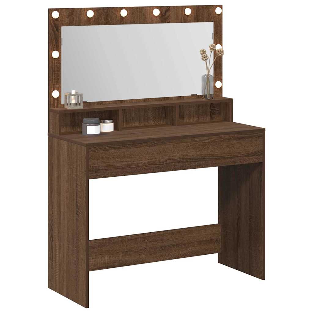 Table de Toilette avec étagère Chêne brun 100 x 41 x 135 cm - XIOS