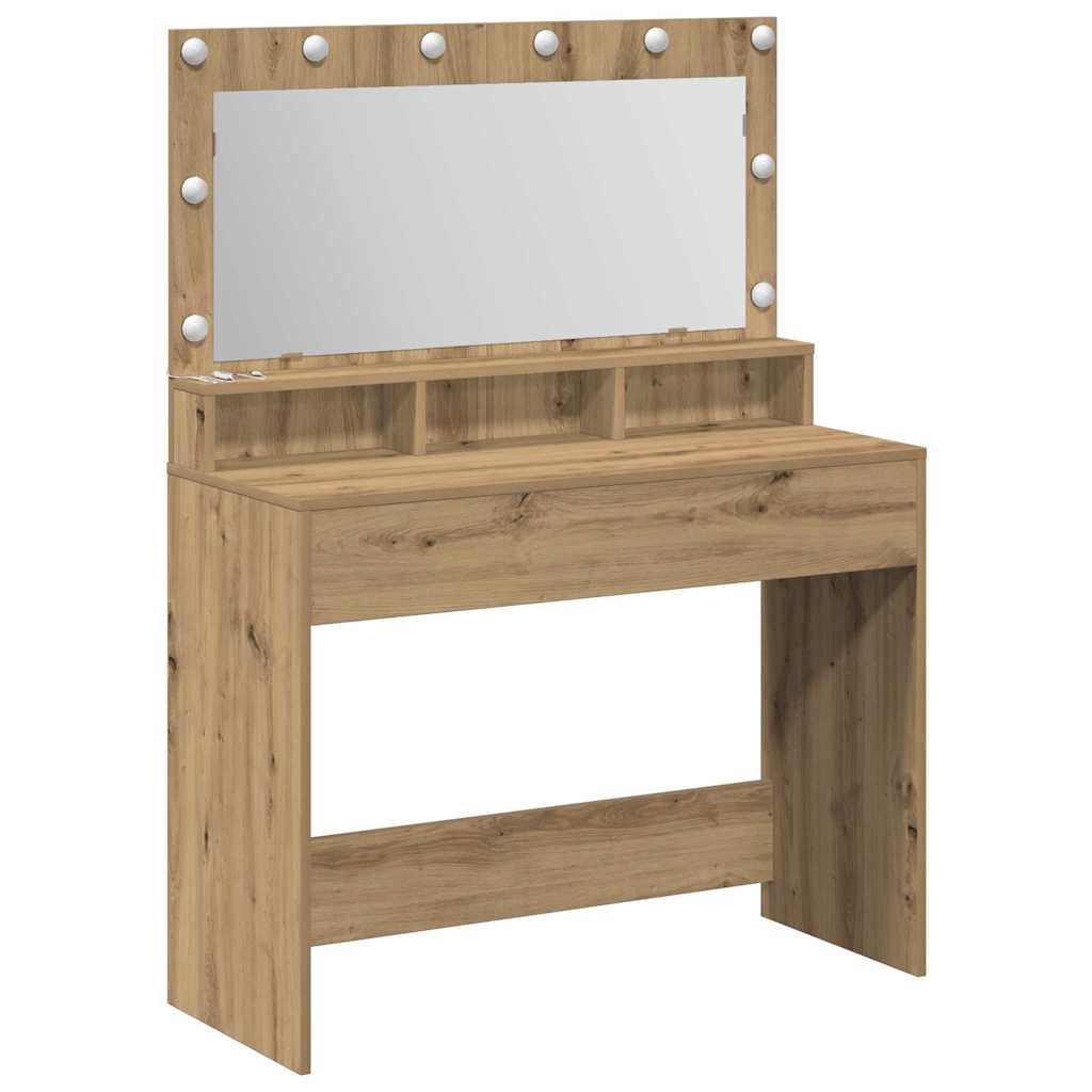Table de Toilette avec miroir Chêne artisanal 100 x 41 x 135 cm - XIOS