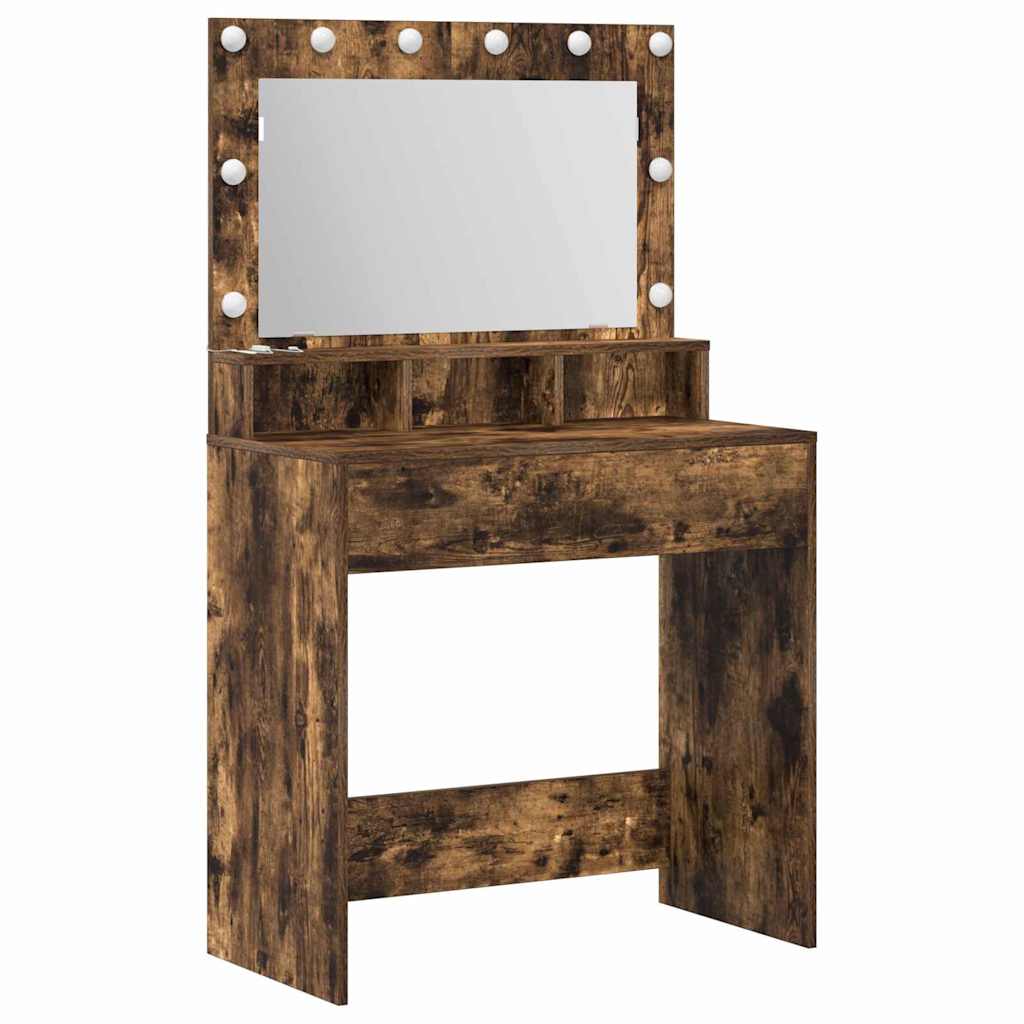 Table de Toilette avec étagère Chêne fumé 75,5 x 41 x 135 cm - XIOS