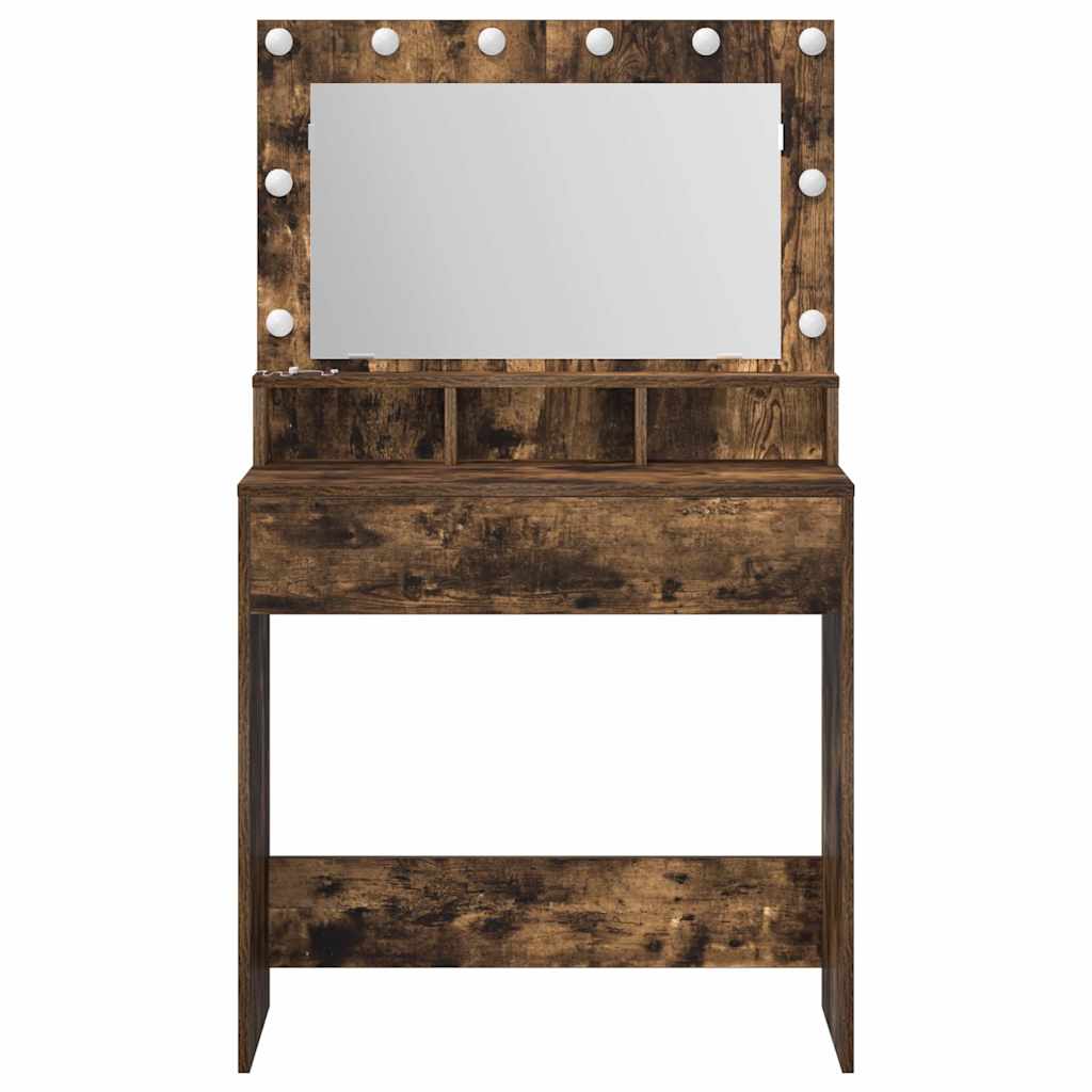 Table de Toilette avec étagère Chêne fumé 75,5 x 41 x 135 cm - XIOS