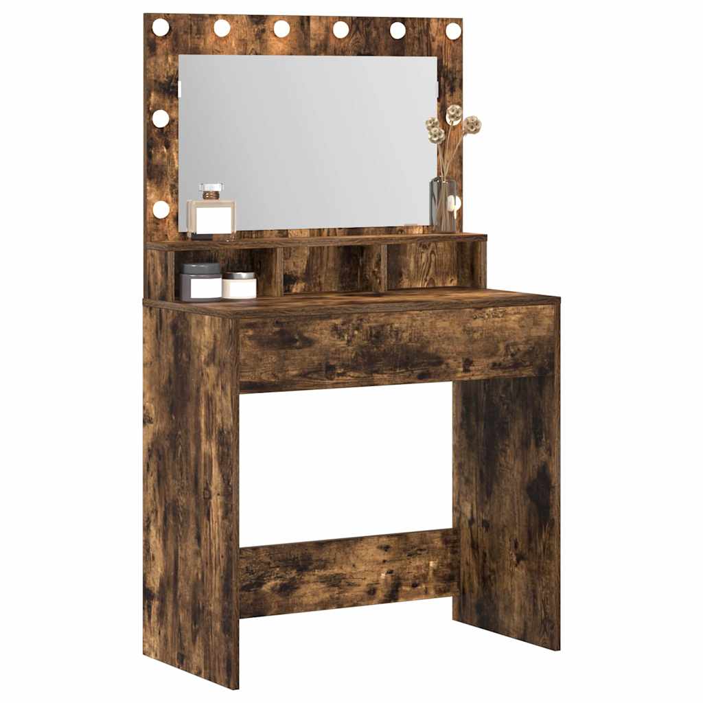 Table de Toilette avec étagère Chêne fumé 75,5 x 41 x 135 cm - XIOS