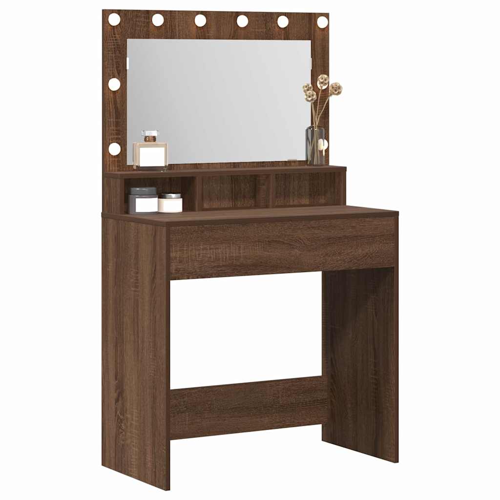 Table de Toilette avec étagère Chêne brun 75,5 x 41 x 135 cm - XIOS
