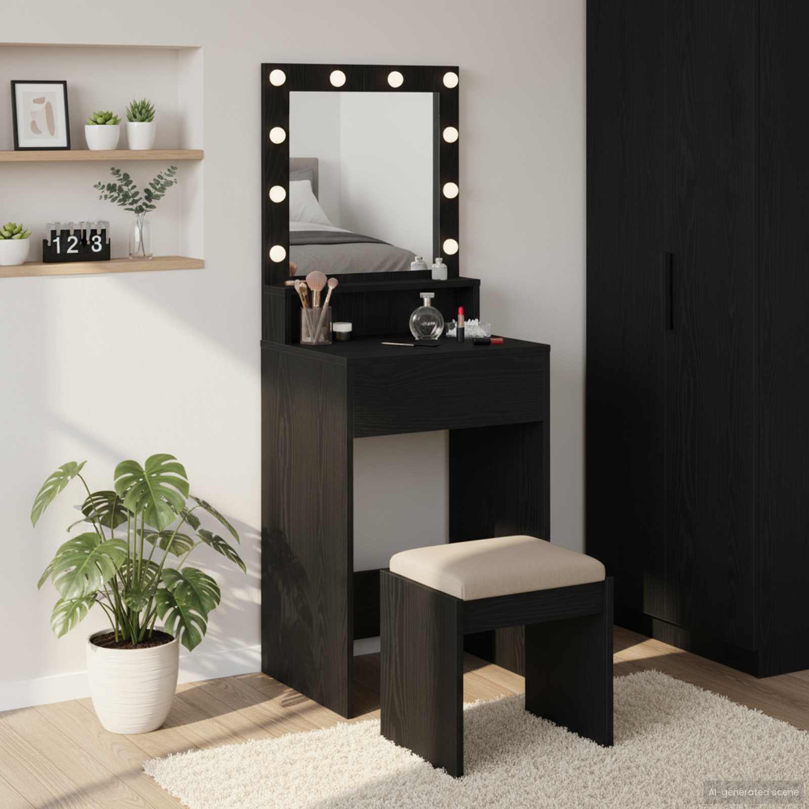 Table de Toilette Chêne noir 50 x 41 x 135 cm Bois d'ingénierie - XIOS