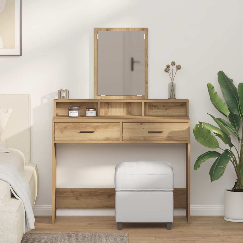 Table de Toilette avec tiroir Chêne artisanal 100 x 41 x 140 cm - XIOS