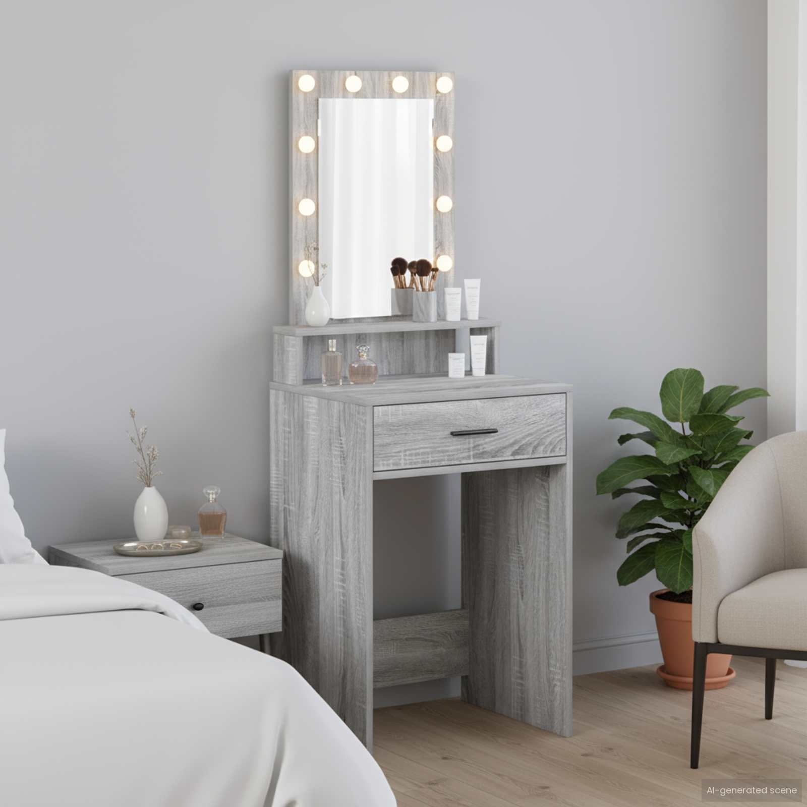 Table de Toilette Gris 50 x 41 x 140 cm Bois d'ingénierie - XIOS