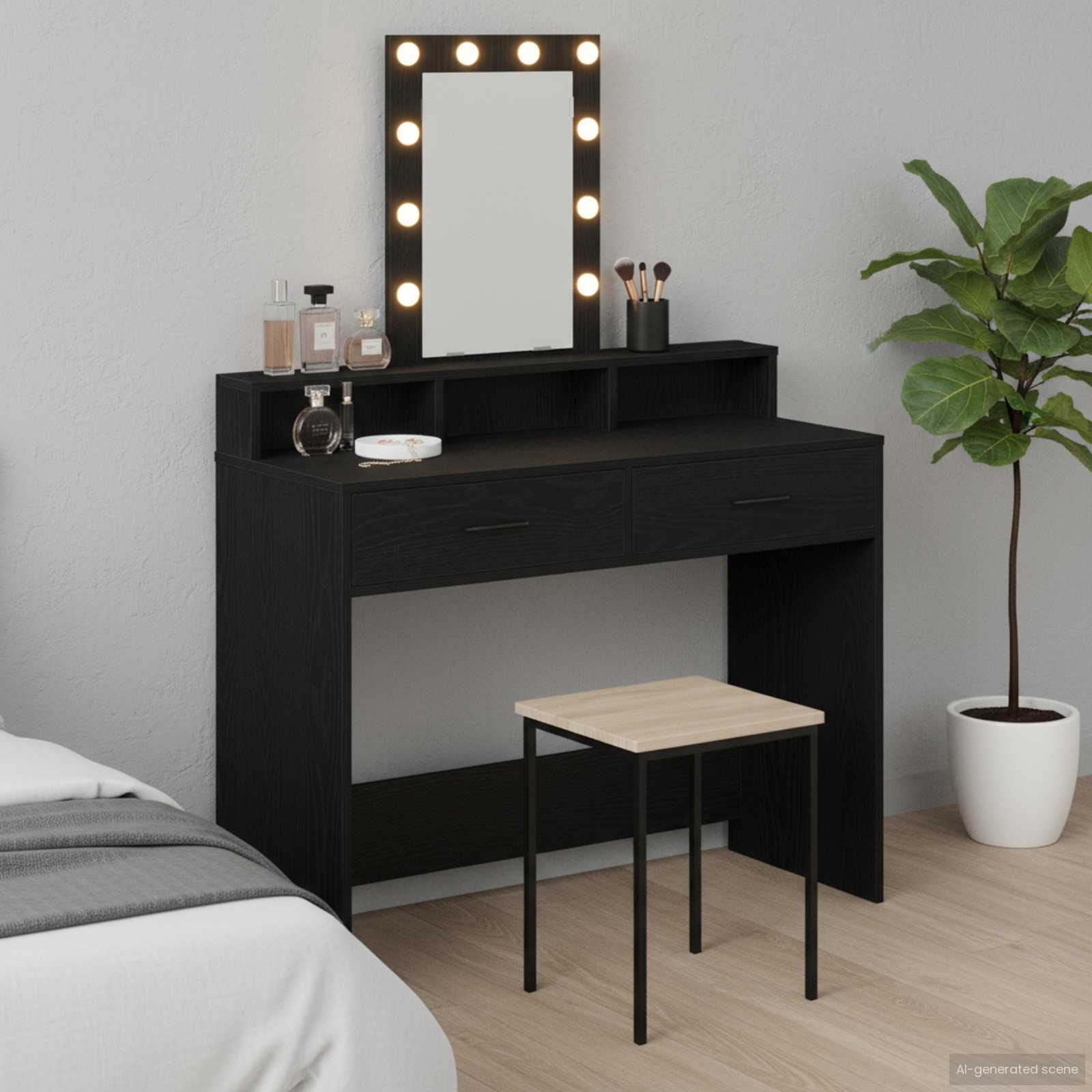 Table de Toilette Noir 100 x 41 x 140 cm Bois d'ingénierie - XIOS