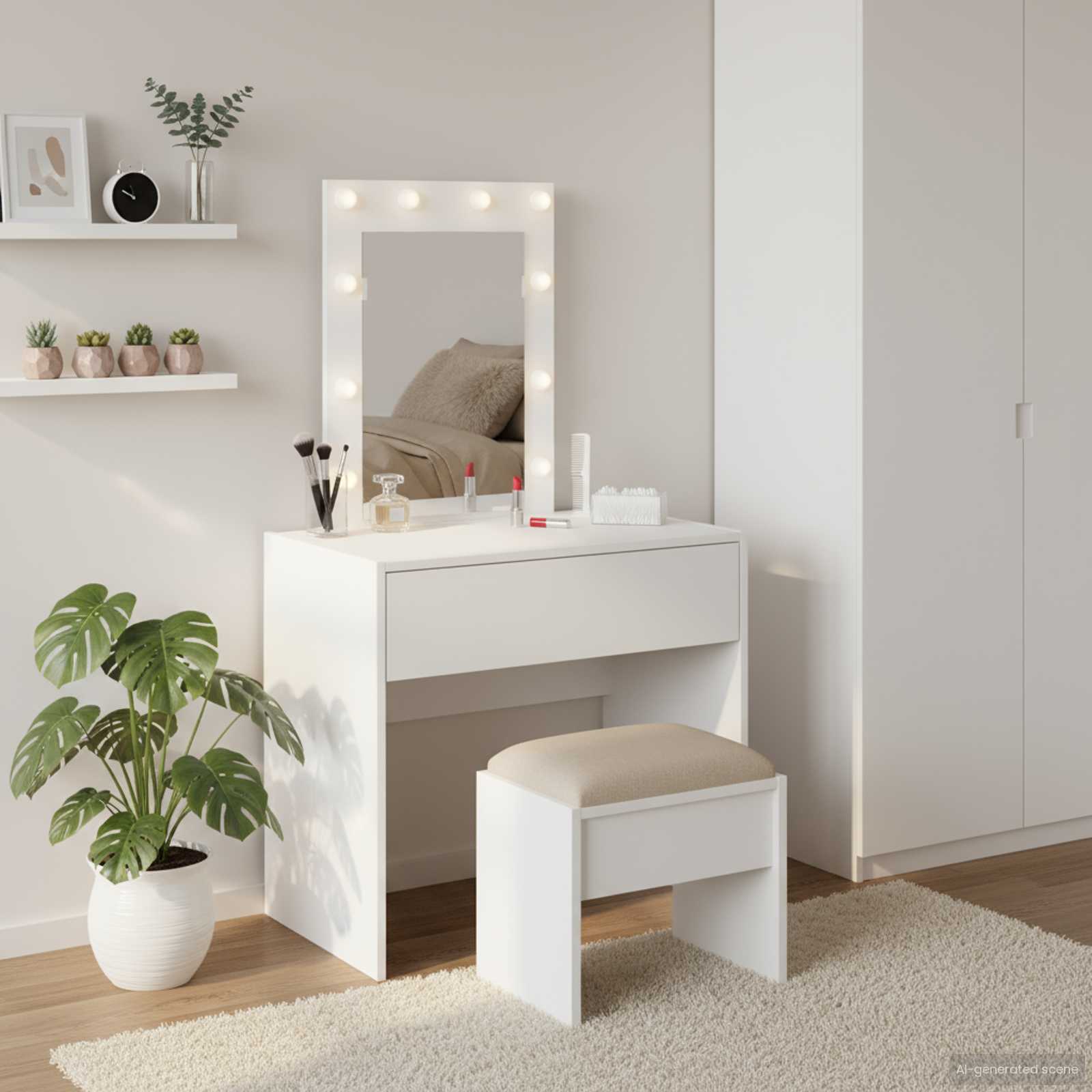 Table de Toilette Blanc 60 x 40 x 70 cm Bois d'ingénierie - XIOS
