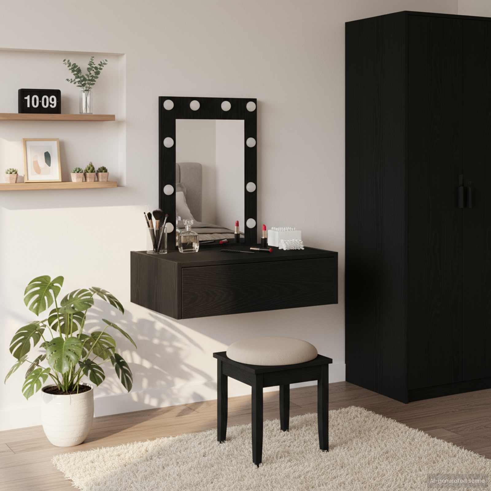 Table de Toilette Noir 60 x 40 x 70 cm Bois d'ingénierie - XIOS