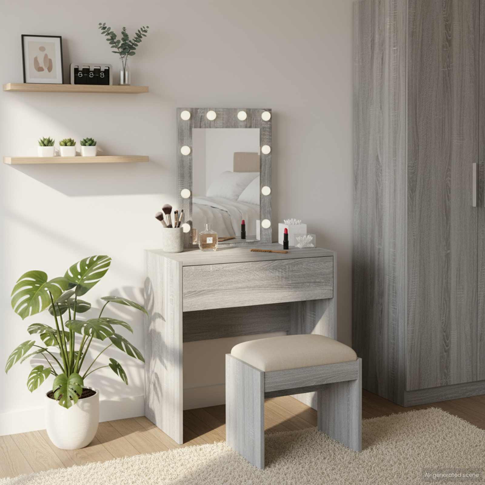 Table de Toilette Gris 60 x 40 x 70 cm Bois d'ingénierie - XIOS