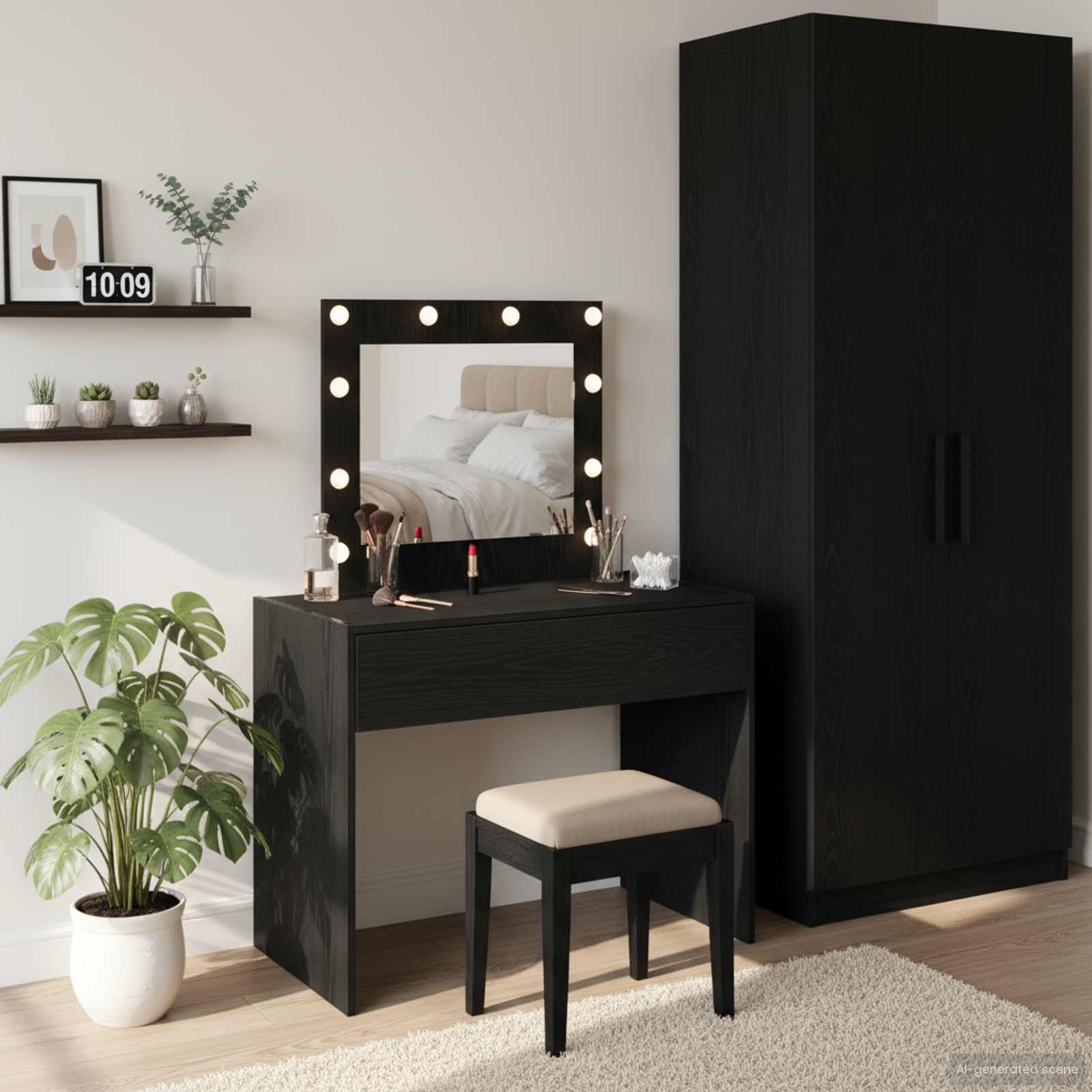 Table de Toilette Noir 83 x 40 x 70 cm Bois d'ingénierie - XIOS