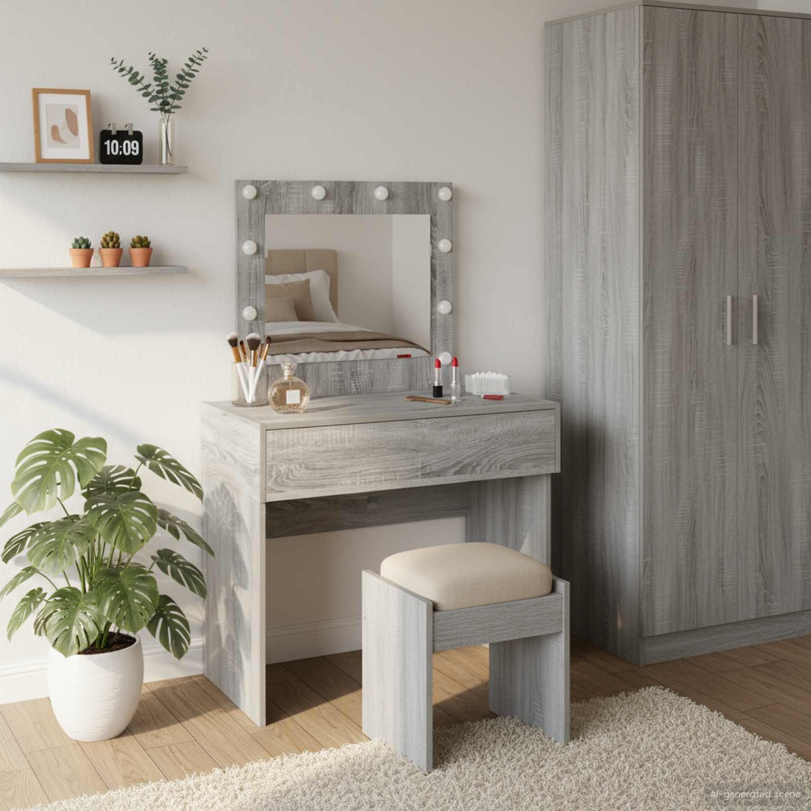 Table de Toilette Gris 83 x 40 x 70 cm Bois d'ingénierie - XIOS