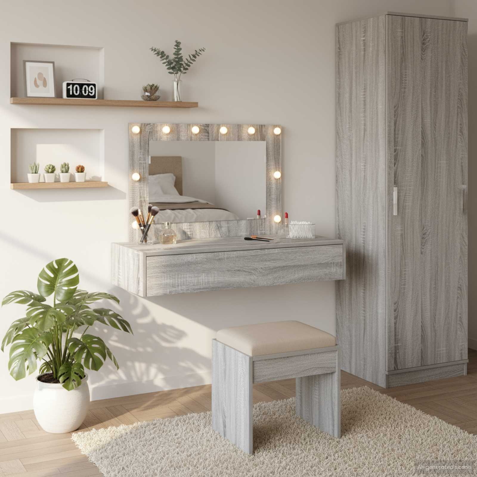 Table de Toilette Gris 100 x 40 x 70 cm Bois d'ingénierie - XIOS
