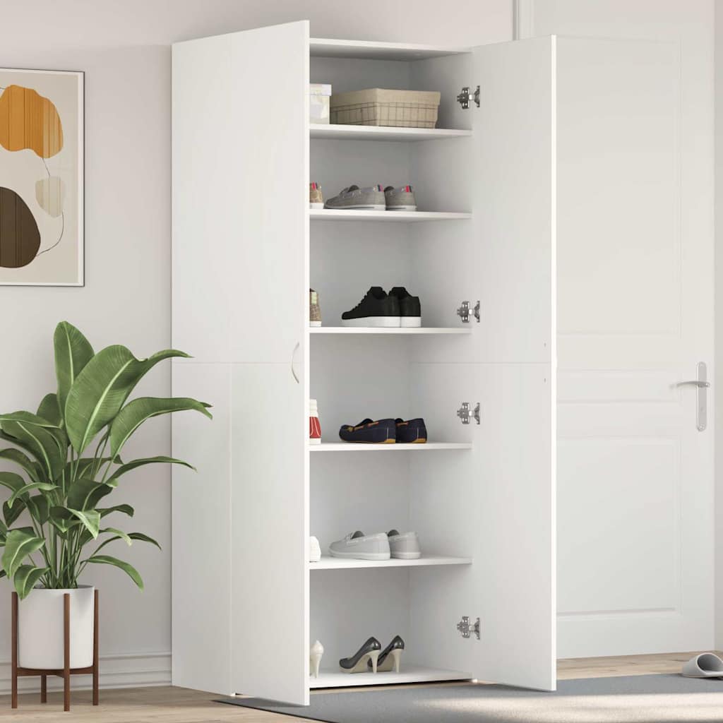 Cabinet à chaussures 80 x 35.5 x 180 cm Bois d'ingénierie Blanc