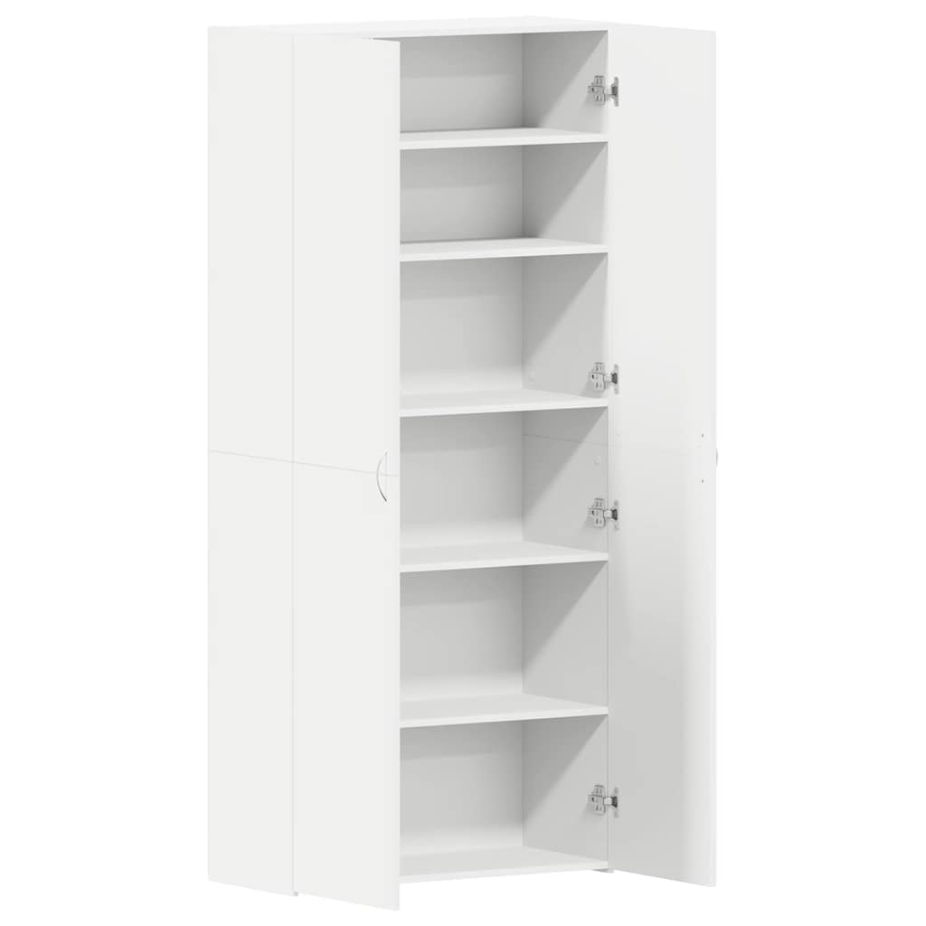Cabinet à chaussures 80 x 35.5 x 180 cm Bois d'ingénierie Blanc