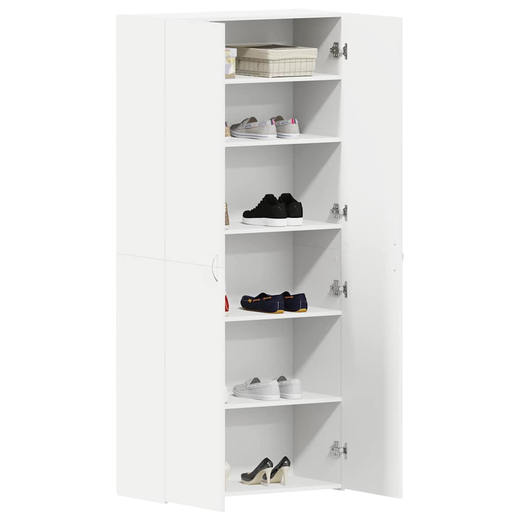 Cabinet à chaussures 80 x 35.5 x 180 cm Bois d'ingénierie Blanc