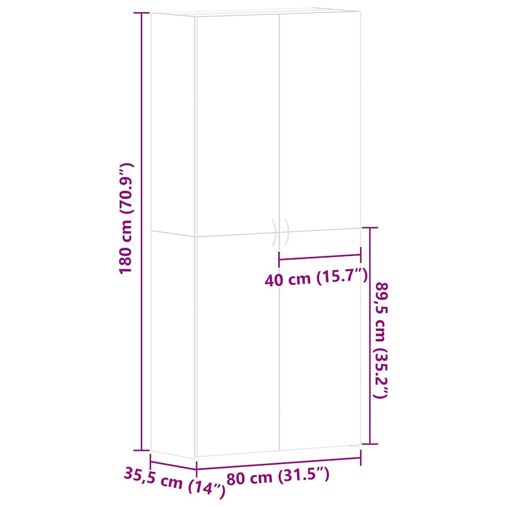 Cabinet à chaussures Blanc 80 x 35.5 x 180 cm Bois d'ingénierie - XIOS