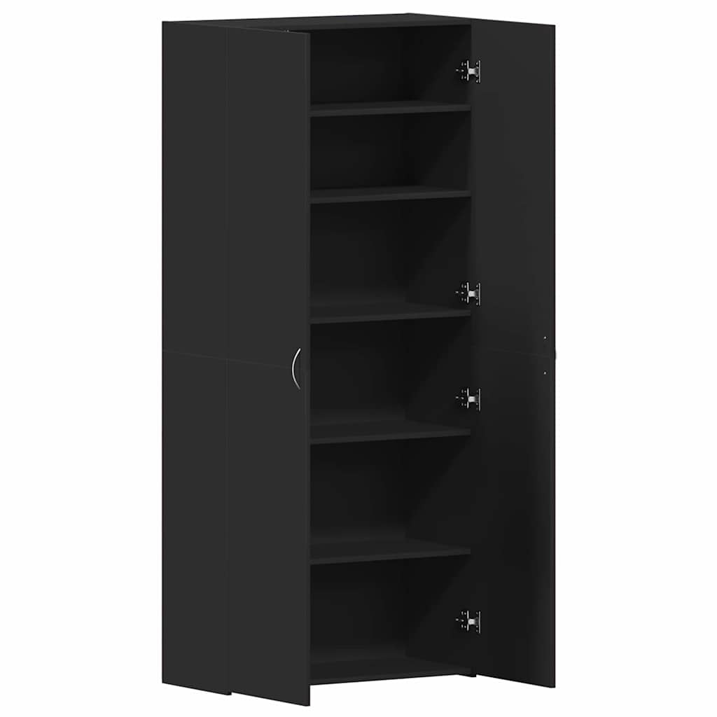Cabinet à chaussures 80 x 35.5 x 180 cm Bois d'ingénierie Noir