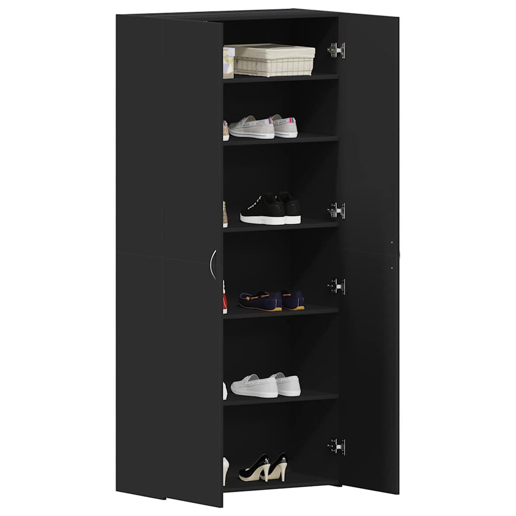 Cabinet à chaussures 80 x 35.5 x 180 cm Bois d'ingénierie Noir