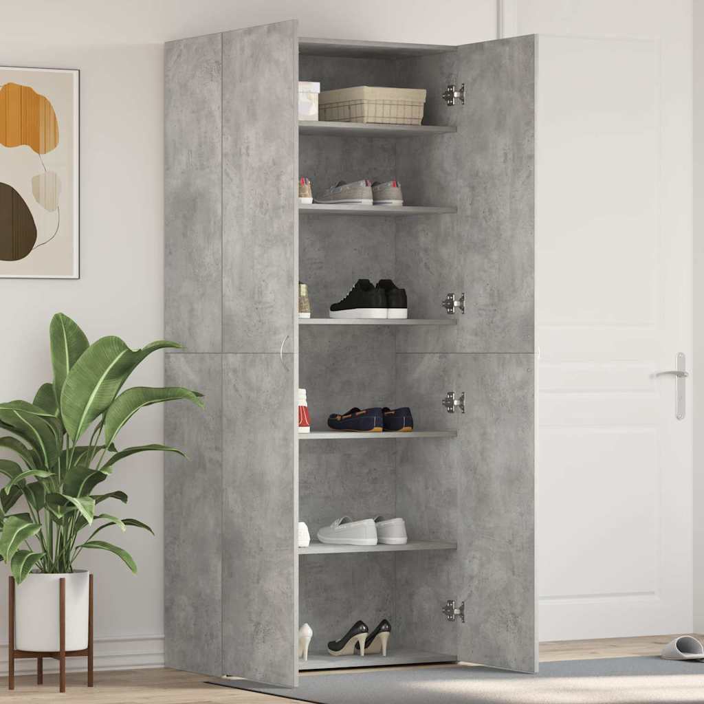Cabinet à chaussures 80 x 35.5 x 180 cm Bois d'ingénierie Gris