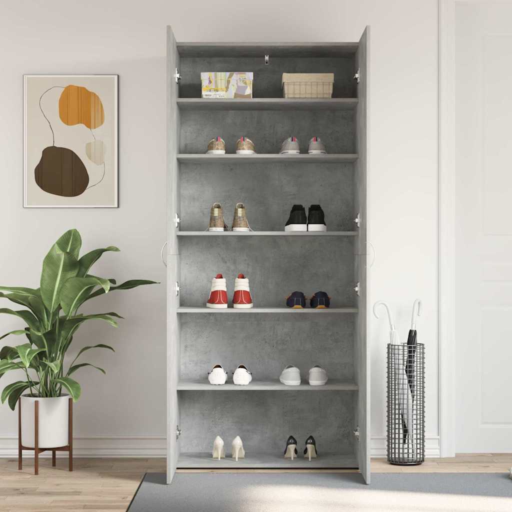 Cabinet à chaussures 80 x 35.5 x 180 cm Bois d'ingénierie Gris