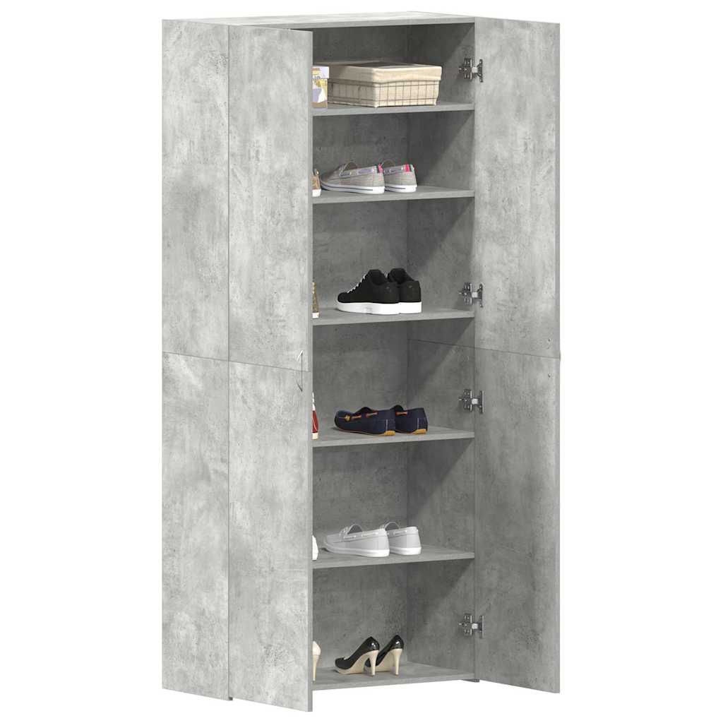 Cabinet à chaussures 80 x 35.5 x 180 cm Bois d'ingénierie Gris