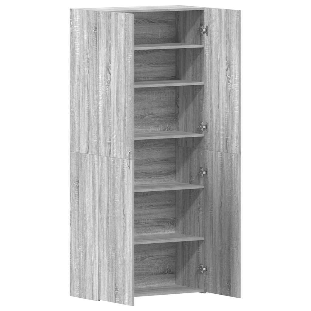Cabinet à chaussures 80 x 35.5 x 180 cm Bois d'ingénierie Gris