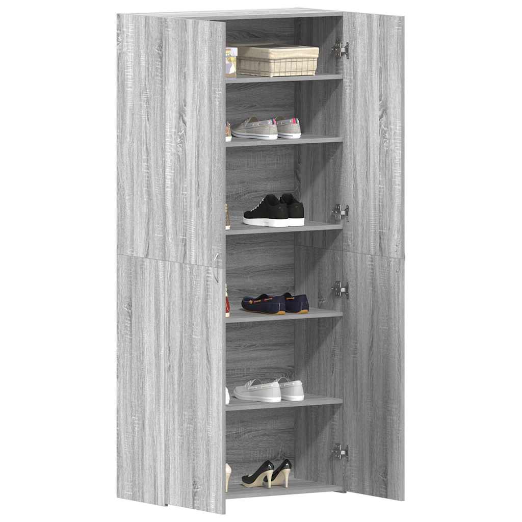 Cabinet à chaussures 80 x 35.5 x 180 cm Bois d'ingénierie Gris