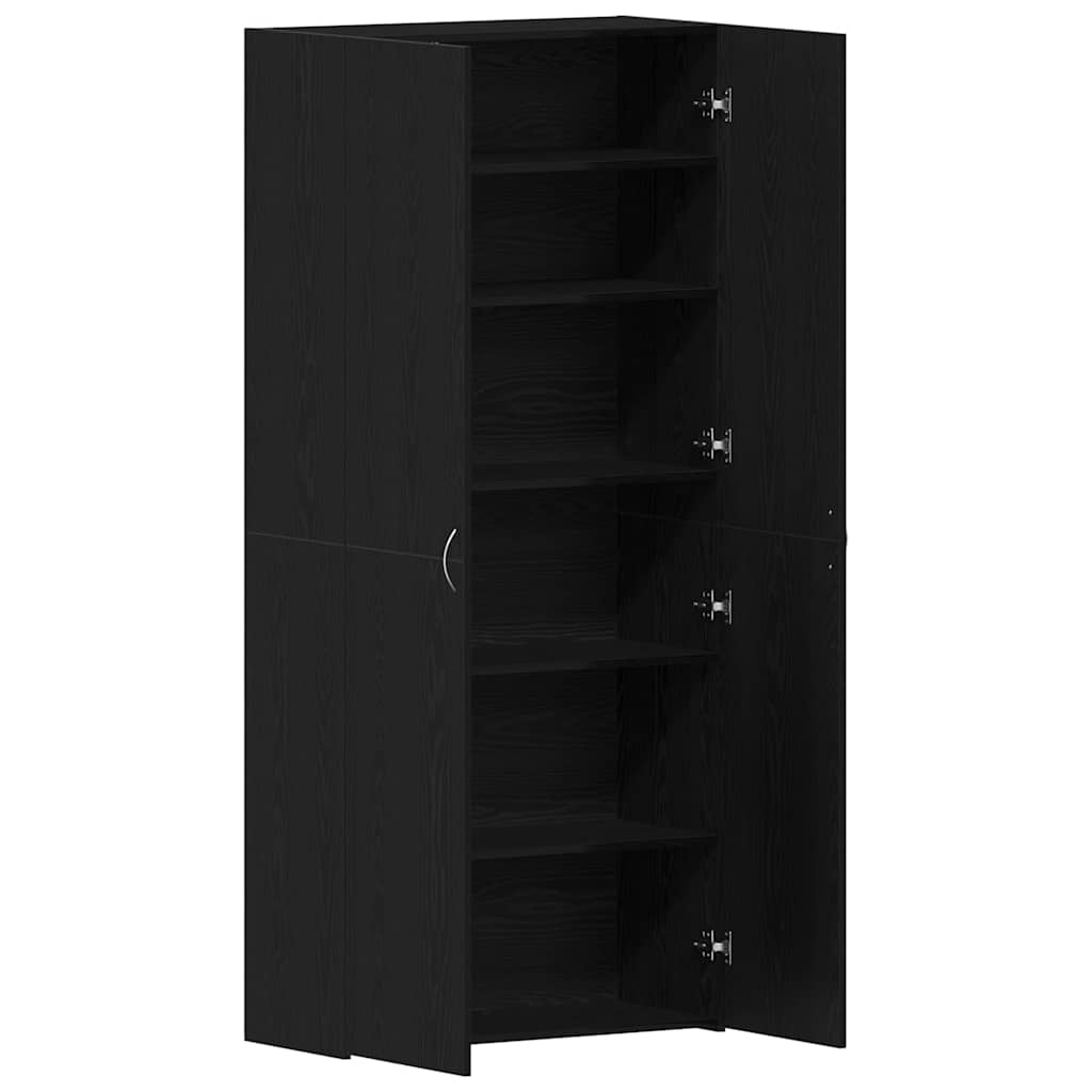 Cabinet à chaussures 80 x 35.5 x 180 cm Bois d'ingénierie Noir