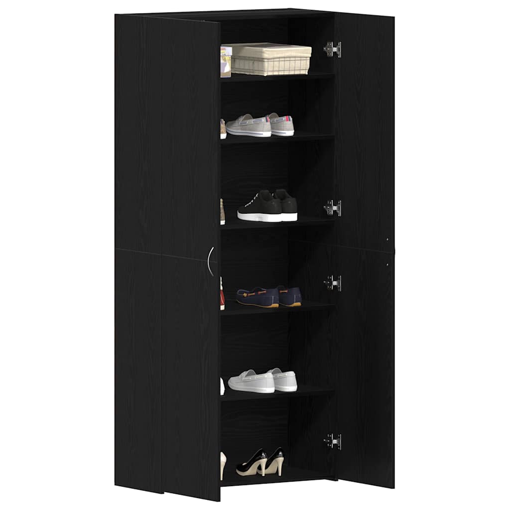 Cabinet à chaussures 80 x 35.5 x 180 cm Bois d'ingénierie Noir