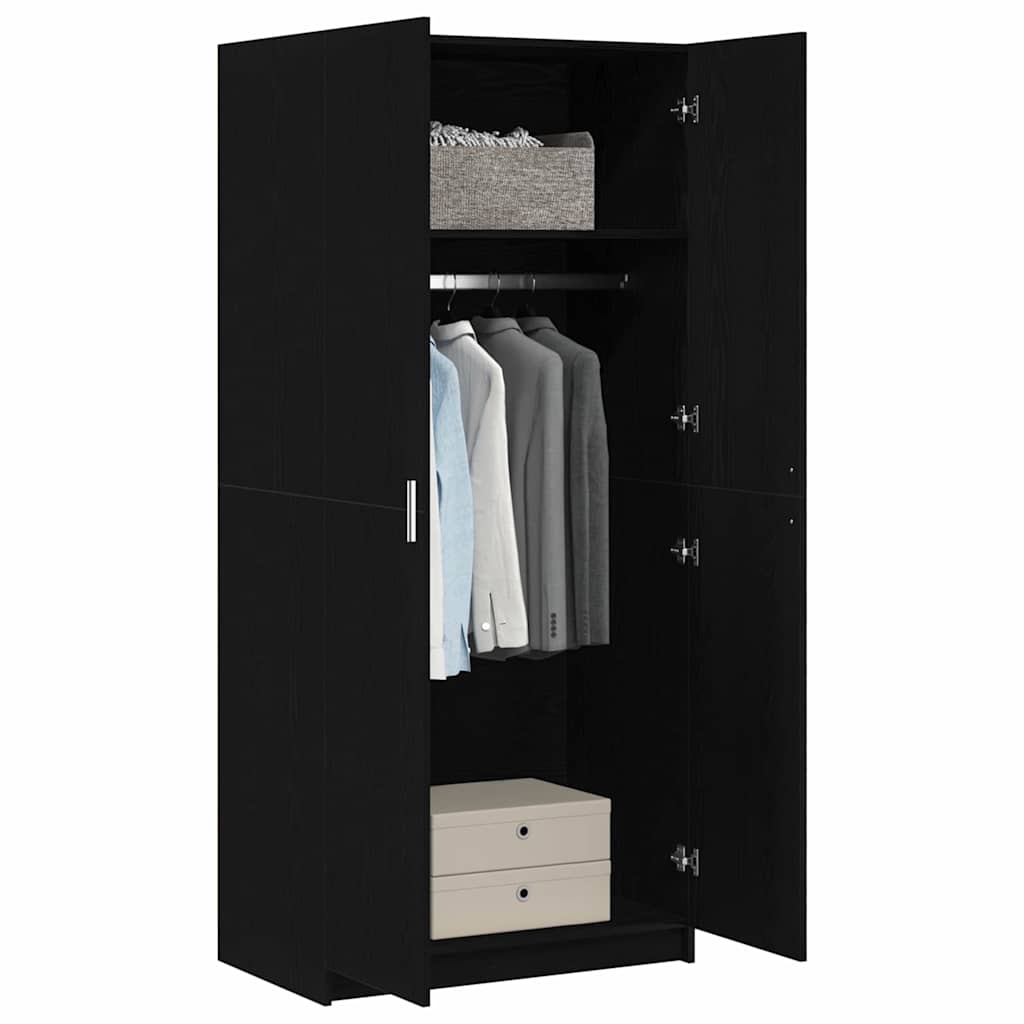 Armoire avec stockage Noir 80 x 51 x 180 cm Bois d'ingénierie - XIOS