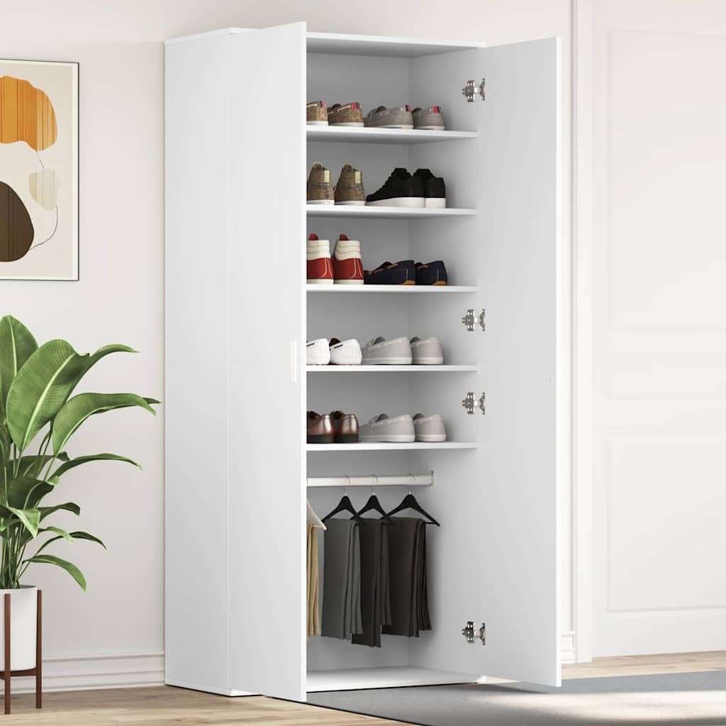 Cabinet à chaussures 80 x 39 x 178 cm Bois d'ingénierie Blanc